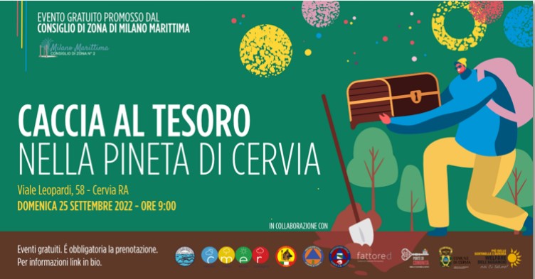 Caccia al Tesoro nella pineta di Cervia 25/09/2022 attività di sensibilizzazione dei bambini delle scuole primarie verso i temi di tutela ambientale